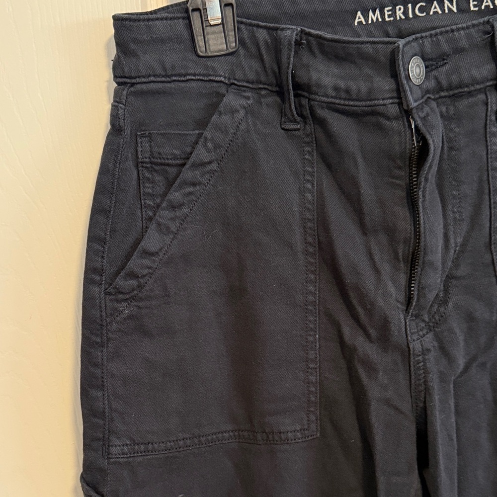 American Eagle Black Cropped Wide-Leg carpenter Pants, size 6 - Picture 3 of 10